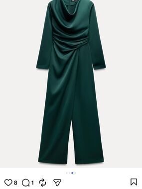 NWOT zara Draped Emerald Green Jumpsuit